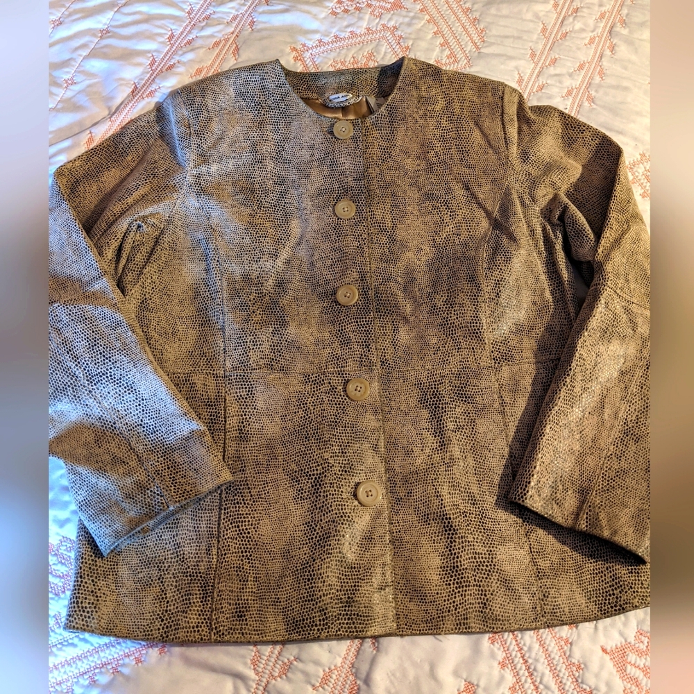 Snake print Leather Jacket